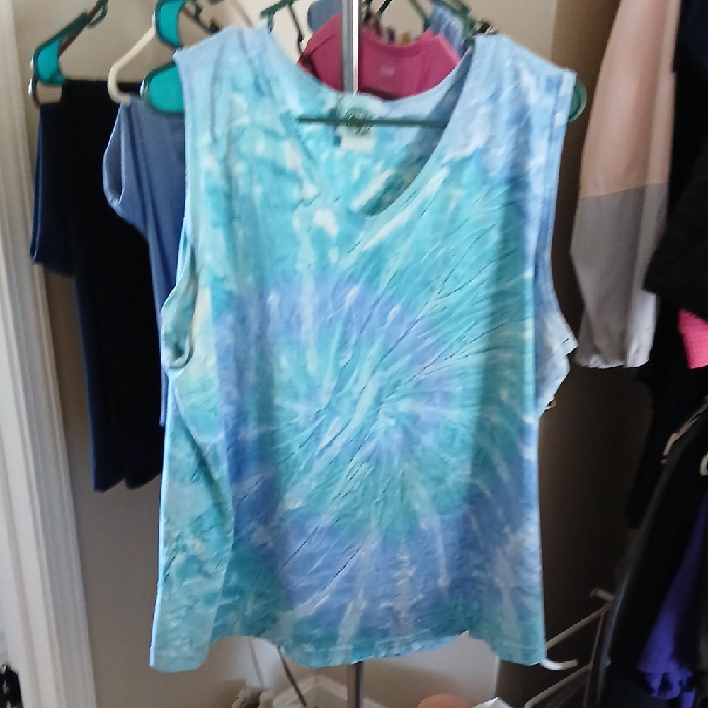 Vibrant Tie-Dye Muscle Tee - Blue and Purple